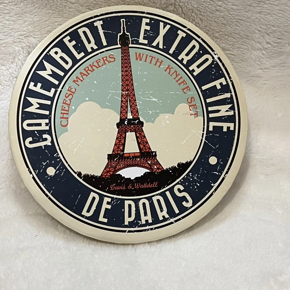 Camembert Extra Fine De‎ Paris New Porcelain Cheese Markers  & Knife Set 5pc